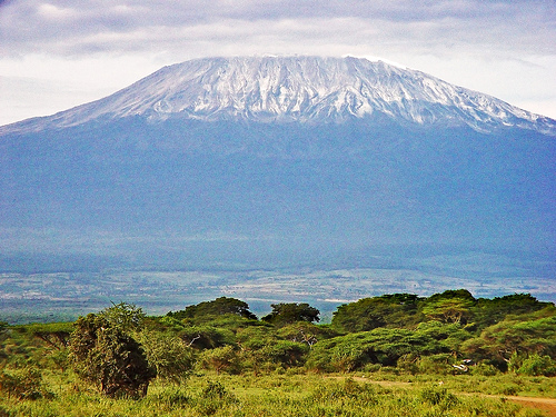 View of valley and  Mount Kilimanjaro